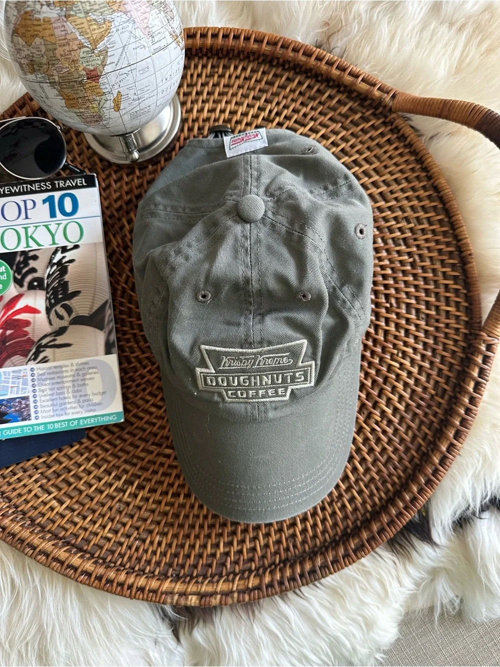Krispy Kreme Doughnuts Coffee Olive Green Adjustable Baseball Cap